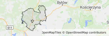 Mapa z zaznaczonym Miastkiem