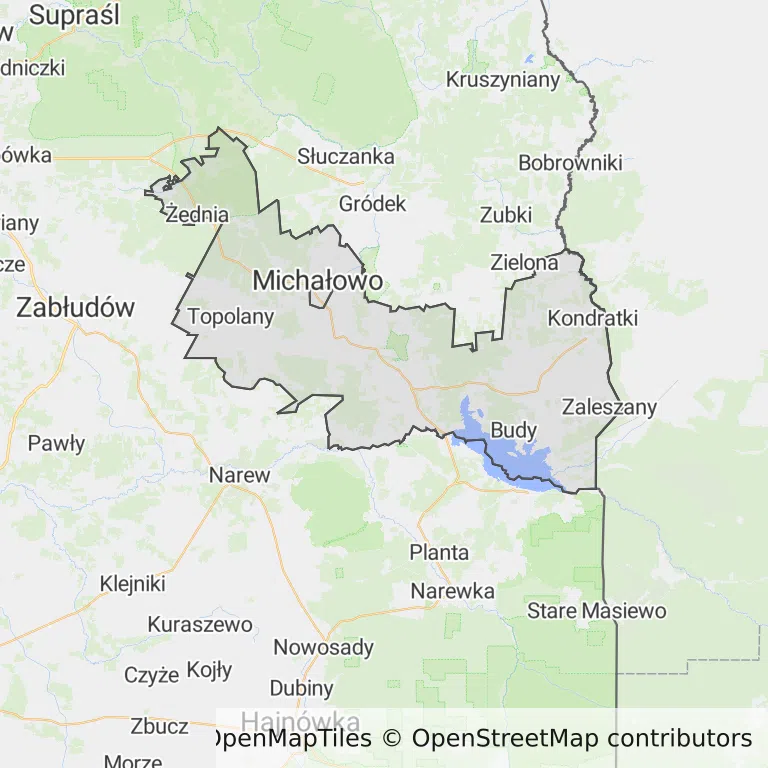 Mapa z zaznaczonym Michałowem