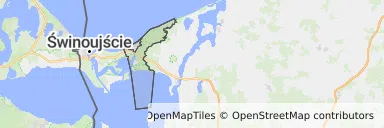 Mapa z zaznaczonym Międzyzdrojami