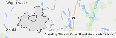 Mapa z zaznaczonym Mieściskiem