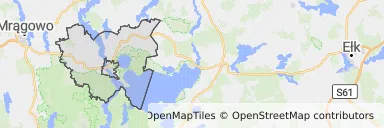 Mapa z zaznaczonym Mikołajkami