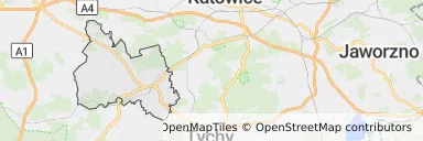 Mapa z zaznaczonym Mikołowem