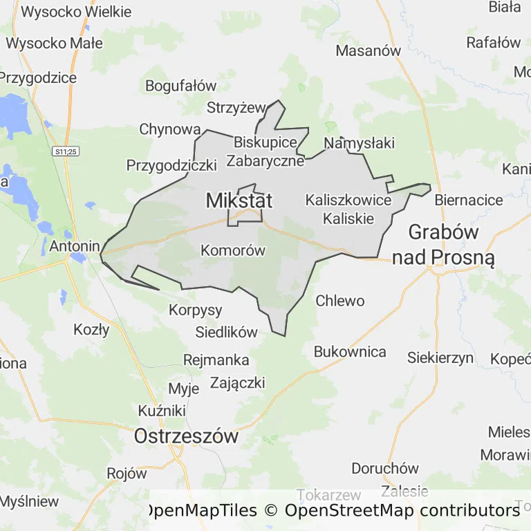 Mapa z zaznaczonym Mikstacem