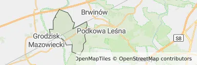 Mapa z zaznaczonym Milanówkiem