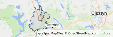 Mapa z zaznaczonym Miłomłynem