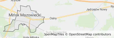 Mapa z zaznaczonym Mińsku Mazowieckim