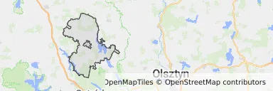 Mapa z zaznaczonym Morągiem