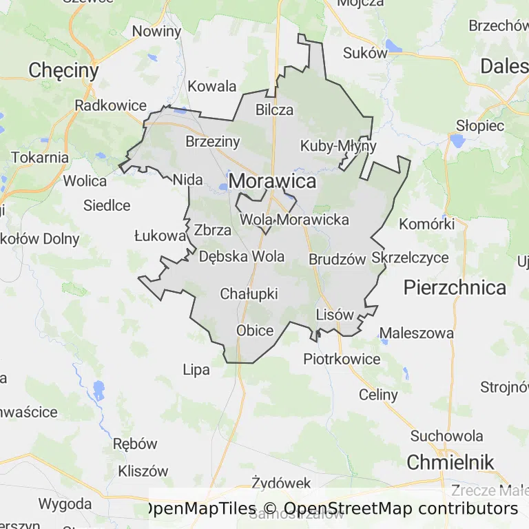 Mapa z zaznaczonym Morawicy