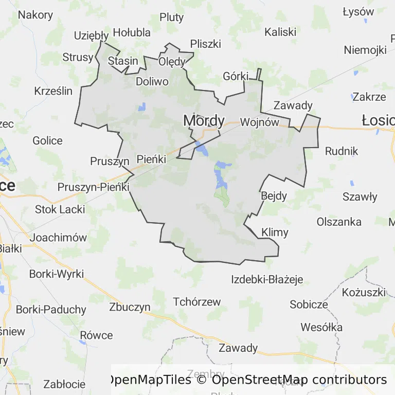 Mapa z zaznaczonym Mordami