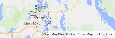 Mapa z zaznaczonym Mrągowem