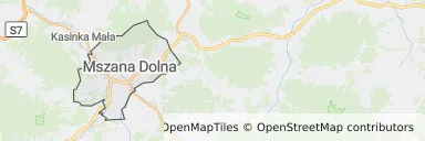 Mapa z zaznaczoną Mszanie Dolnej