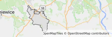 Mapa z zaznaczonym Mszczonowem