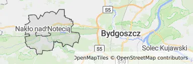 Mapa z zaznaczonym Nakle nad Notecią