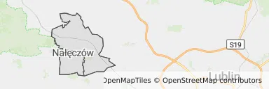 Mapa z zaznaczonym Nałęczowem