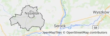 Mapa z zaznaczonym Nasielskiem