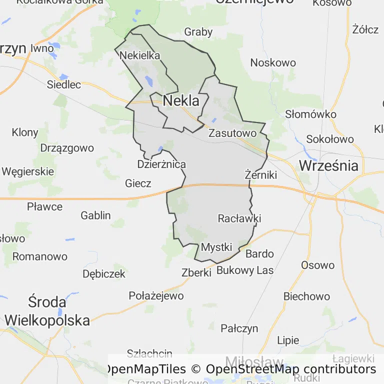 Mapa z zaznaczoną Nekli