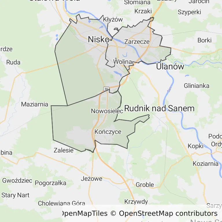 Mapa z zaznaczonym Niskiem