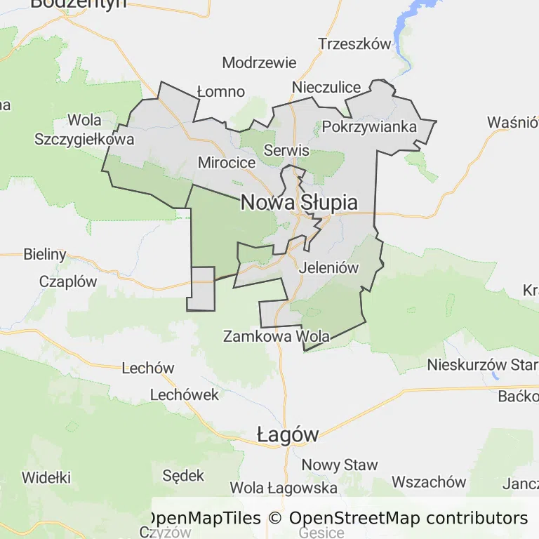 Mapa z zaznaczoną Nowej Słupi