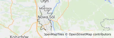 Mapa z zaznaczonym Nowej Soli