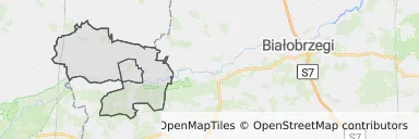 Mapa z zaznaczonym Nowym Mieście nad Pilicą