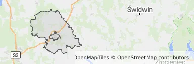 Mapa z zaznaczonym Nowogardzem