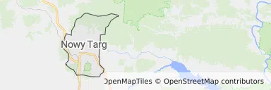 Mapa z zaznaczonym Nowym Targiem