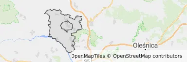 Mapa z zaznaczonym Obornikach Śląskich