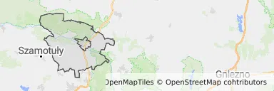 Mapa z zaznaczonym Obornikami