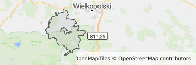 Mapa z zaznaczonym Odolanowem