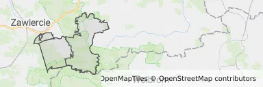 Mapa z zaznaczonym Ogrodzieńcu