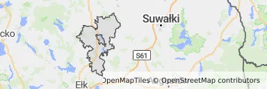 Mapa z zaznaczonym Oleckiem