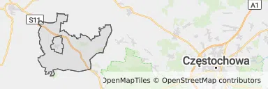 Mapa z zaznaczonym Oleśnem