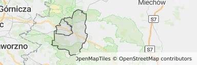 Mapa z zaznaczonym Olkuszem