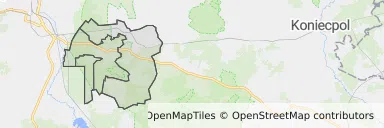 Mapa z zaznaczonym Olsztynem