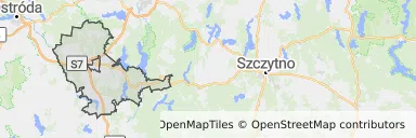 Mapa z zaznaczonym Olsztynkiem