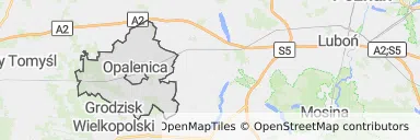 Mapa z zaznaczonym Opalenicy