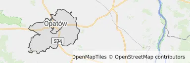 Mapa z zaznaczonym Opatowem