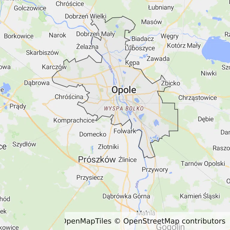 Mapa z zaznaczonym Opolem