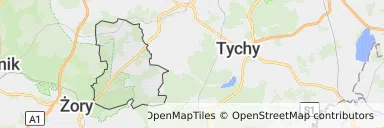 Mapa z zaznaczonym Orzeszem