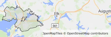 Mapa z zaznaczonym Orzyszem