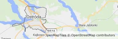 Mapa z zaznaczoną Ostródzem