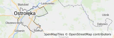 Mapa z zaznaczoną Ostrołęką