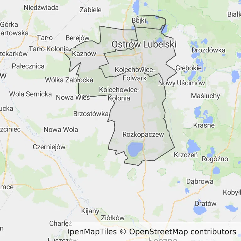 Mapa z zaznaczonym Ostrowie Lubelskim
