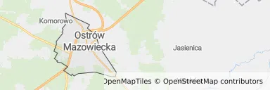Mapa z zaznaczoną Ostrowi Mazowieckiej