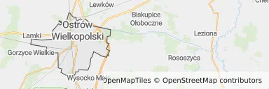 Mapa z zaznaczonym Ostrowie Wielkopolskim