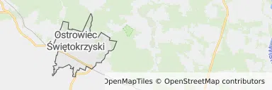 Mapa z zaznaczonym Ostrowcu Świętokrzyskim