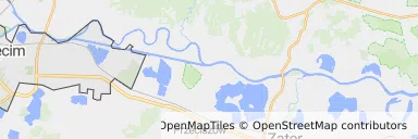 Mapa z zaznaczonym Oświęcimiu