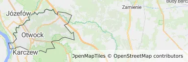 Mapa z zaznaczonym Otwockiem