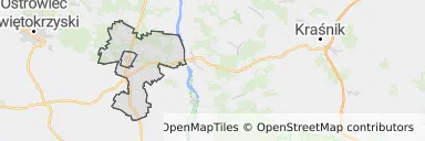 Mapa z zaznaczonym Ożarowem