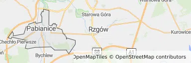 Mapa z zaznaczonymi Pabianicami
